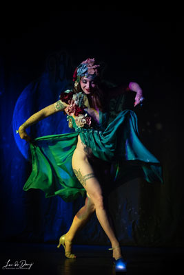 glamorous Janet Fischietto from Italyperforming at the Blue Moon Cabaret - The Decadent Burlesque Soiree by Boudoir Noir Production, Finest Vintage Entertainment!